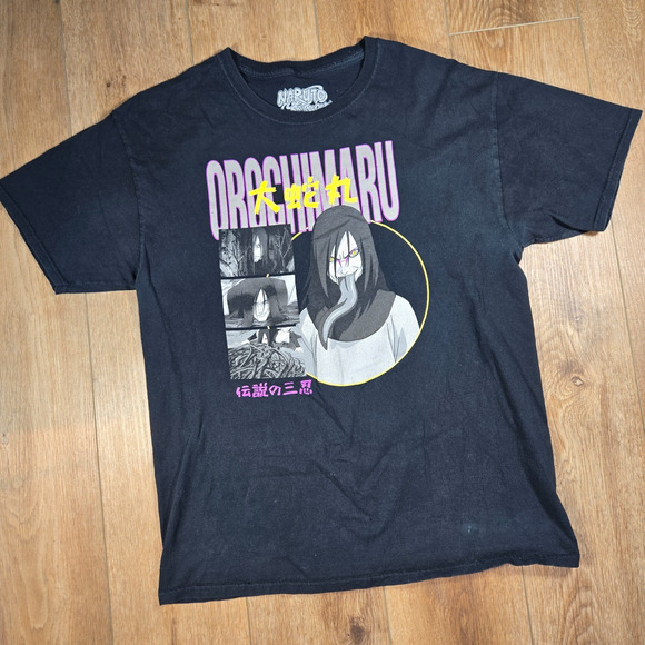 Vintage Naruto Shippuden Orochimaru T-Shirt Men’s L Black 2002 Anime Japanese - Picture 1 of 7